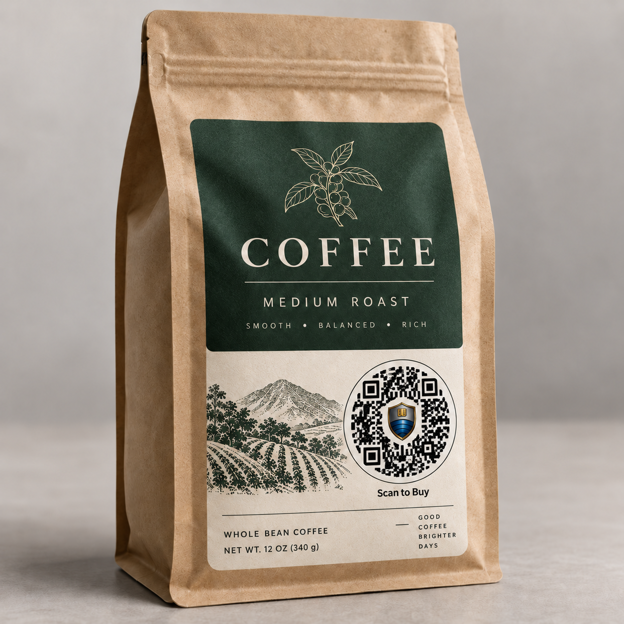 Product label purchase HerePay QR example